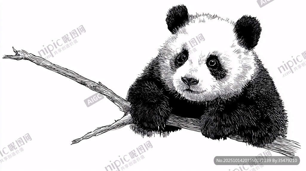 趴在树枝上的可爱熊猫