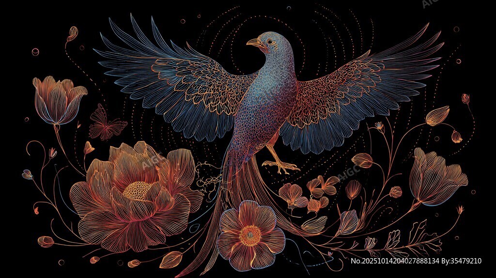 飞鸟繁花的梦幻插画世界