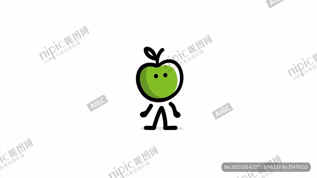 可爱绿苹果拟人卡通形象
