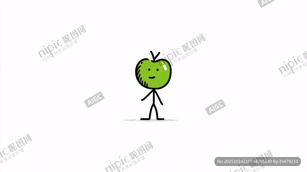 卡通绿苹果小人形象