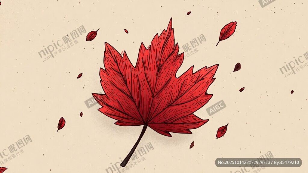 飘落的红枫叶 秋日氛围感