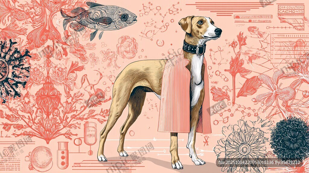身着披风的优雅灵缇犬