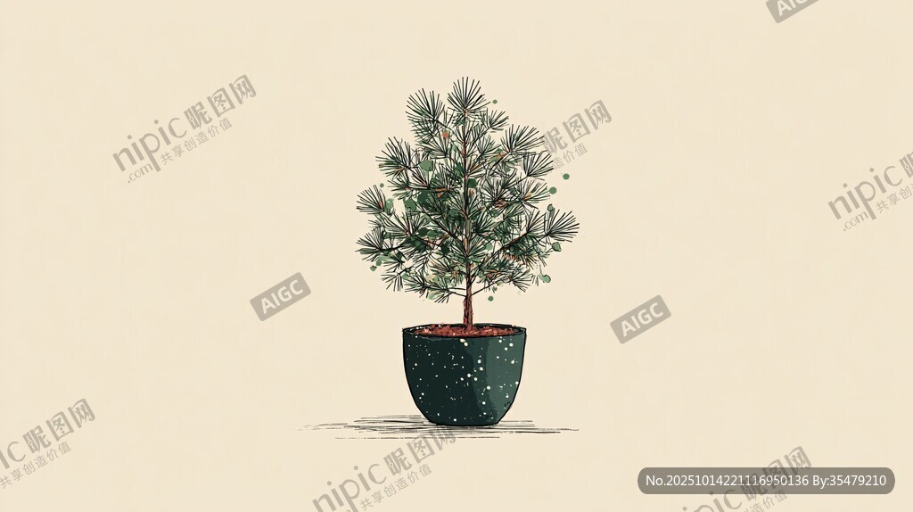 盆栽松树 简约清新风格