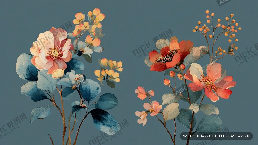 唯美花卉插画