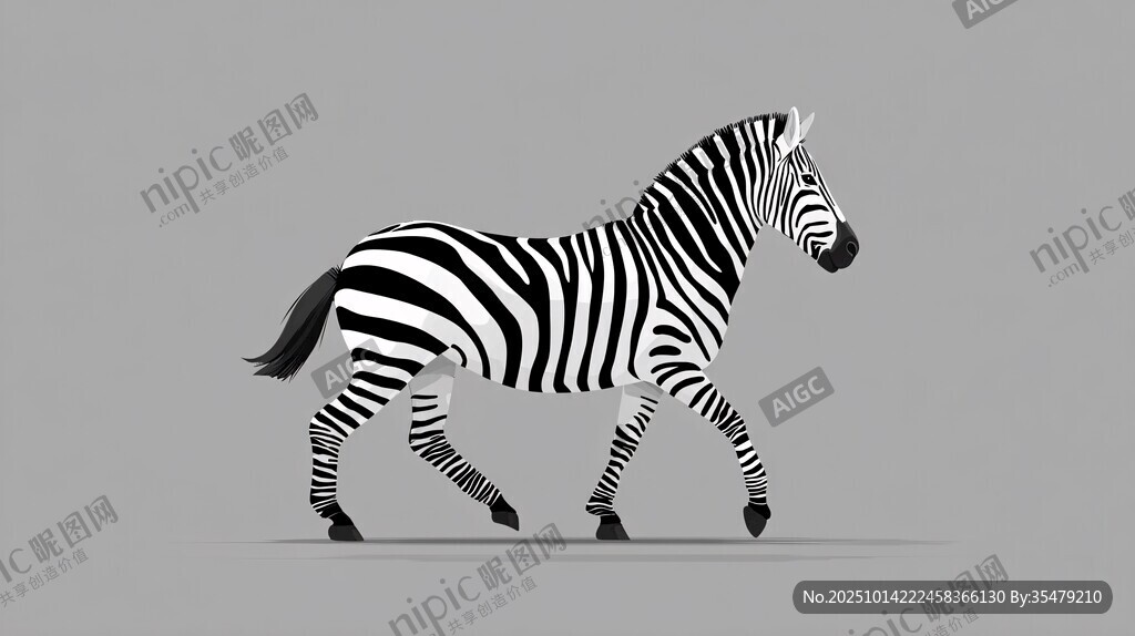 斑马行走姿态展示图