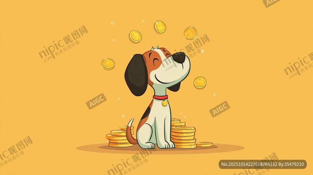 小狗望金币 幸运财运来