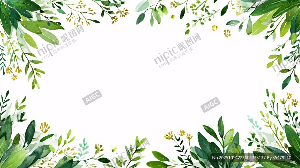 绿叶花卉边框背景图