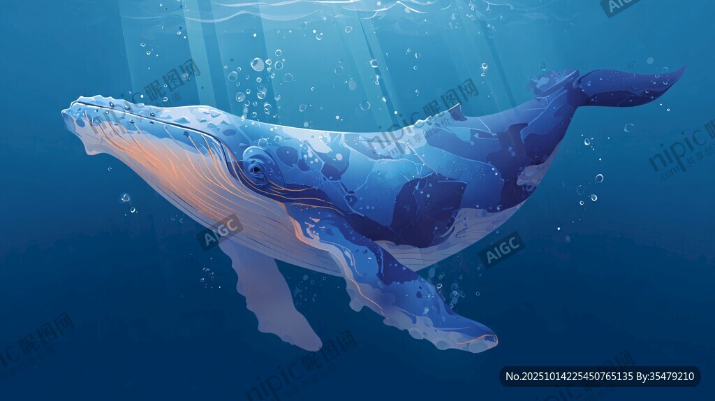 梦幻蓝鲸悠游深海世界