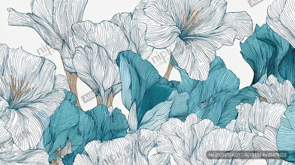 蓝白花卉图案背景设计