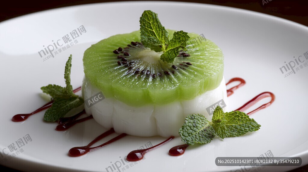 猕猴桃薄荷点缀的精致甜品