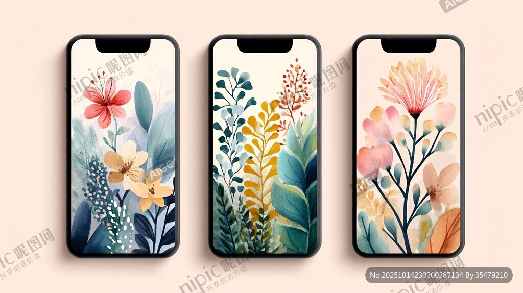 三款花卉主题手机壁纸