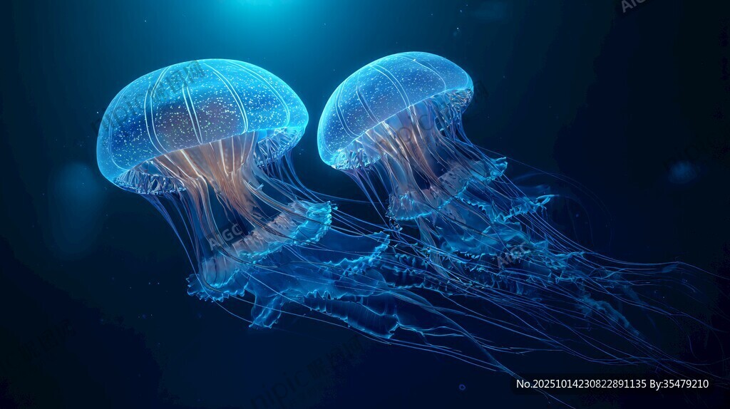 梦幻双生水母悠游深海