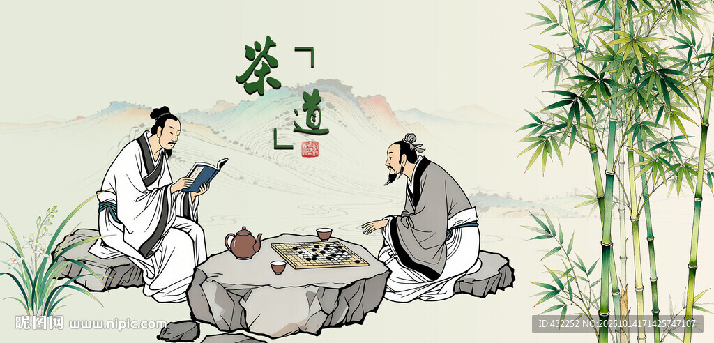 茶道文化古人品茶图