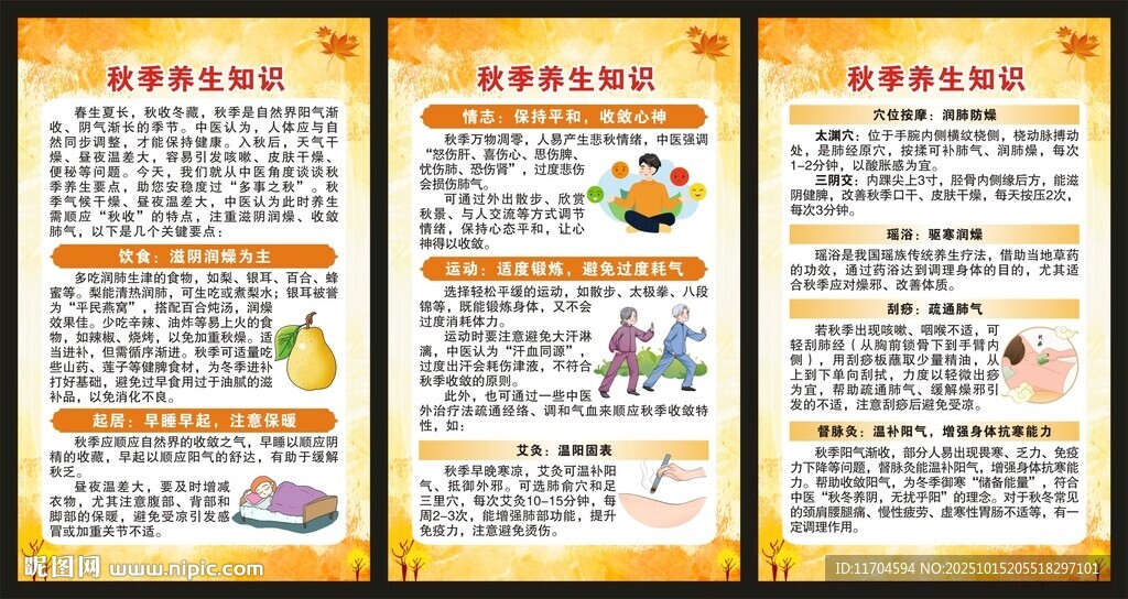 秋季养生知识展板