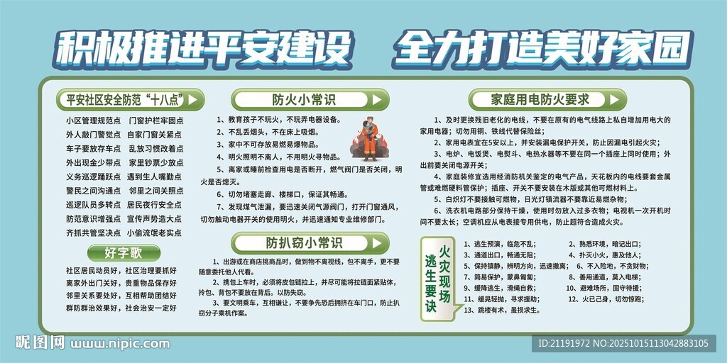 社区用电防火小常识宣传展板