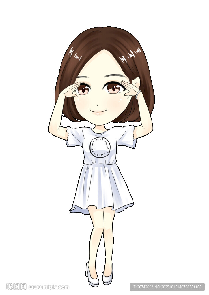 可爱短裙女孩俏皮姿势精细Q版