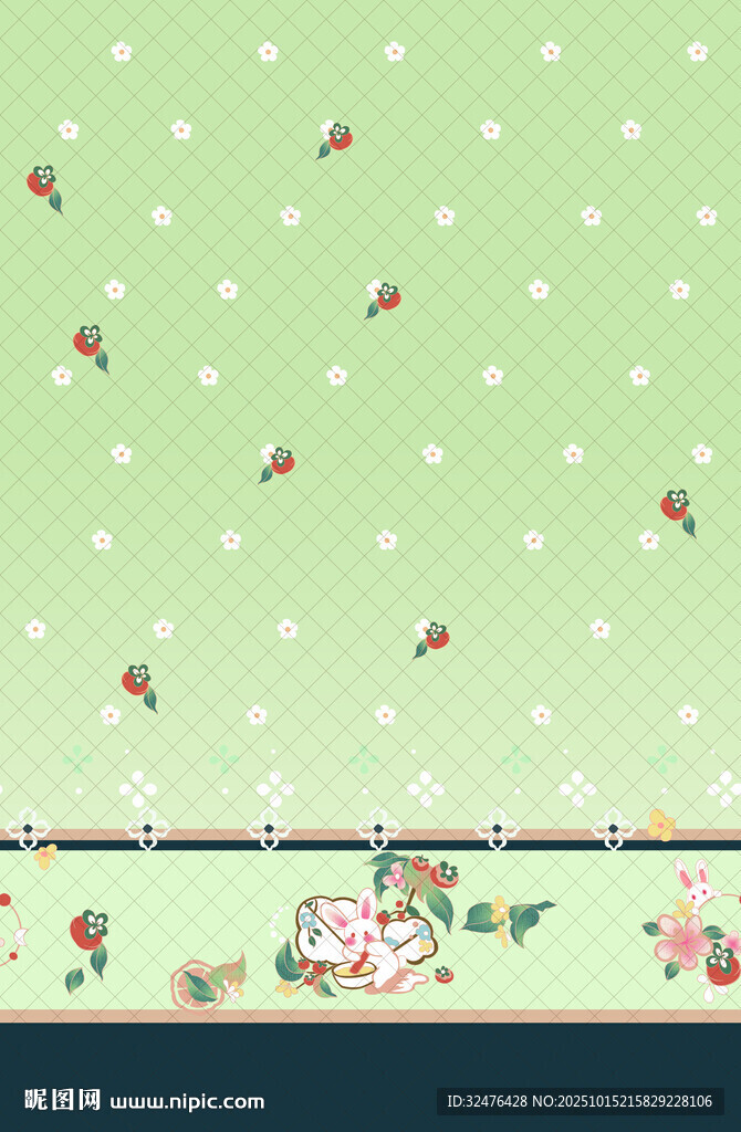绿色波点花卉图案背景