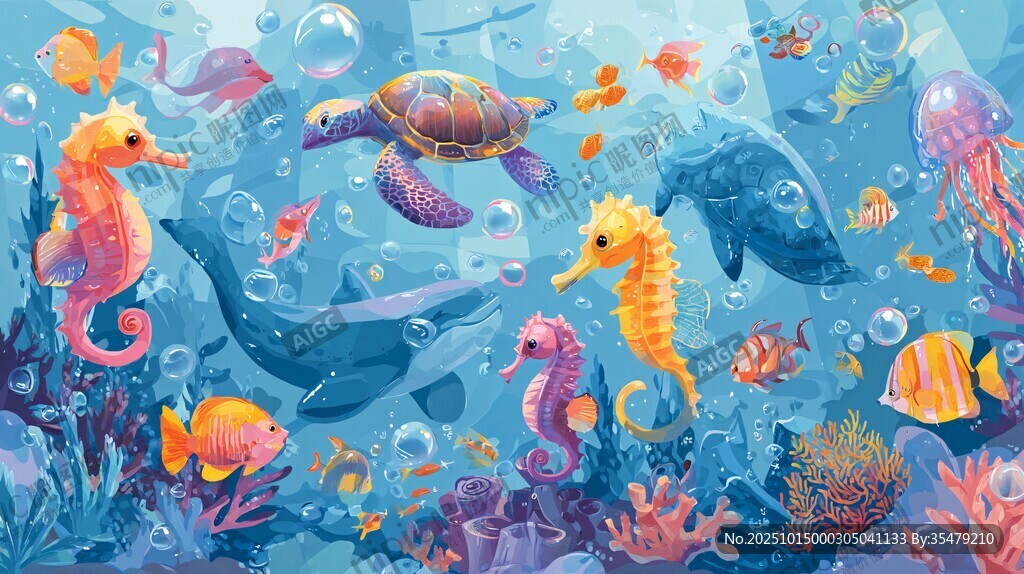 梦幻海底世界的多彩生物