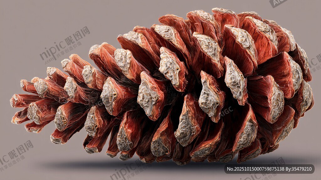 红棕色松果特写