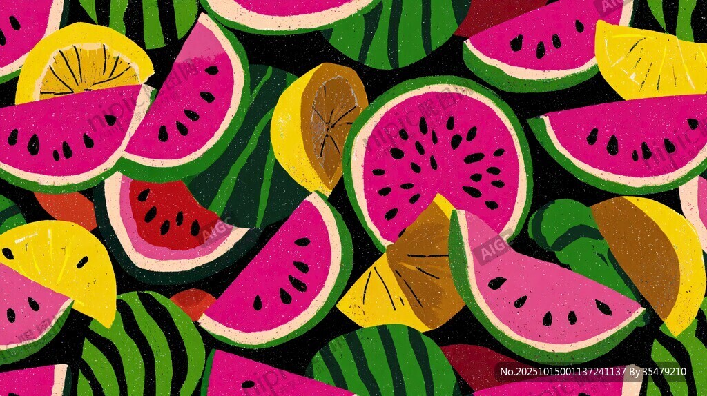 缤纷水果切片插画