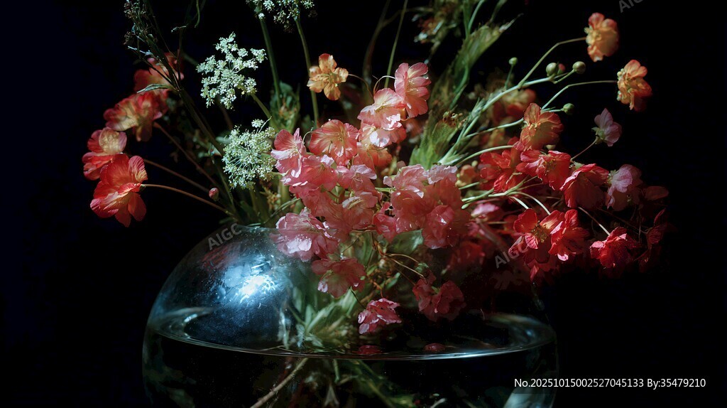 花瓶中的多彩花卉组合