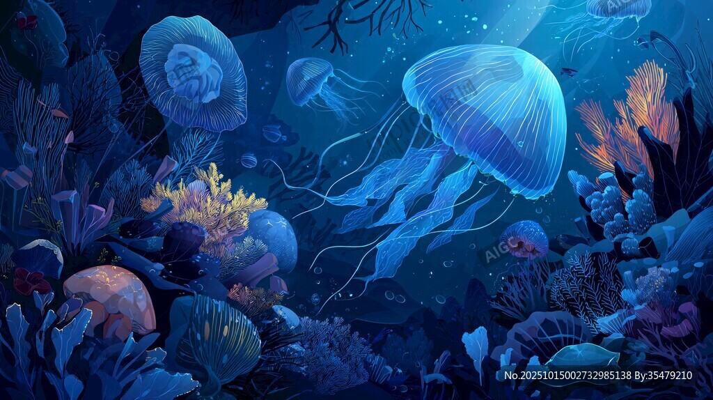梦幻海底的水母奇幻世界