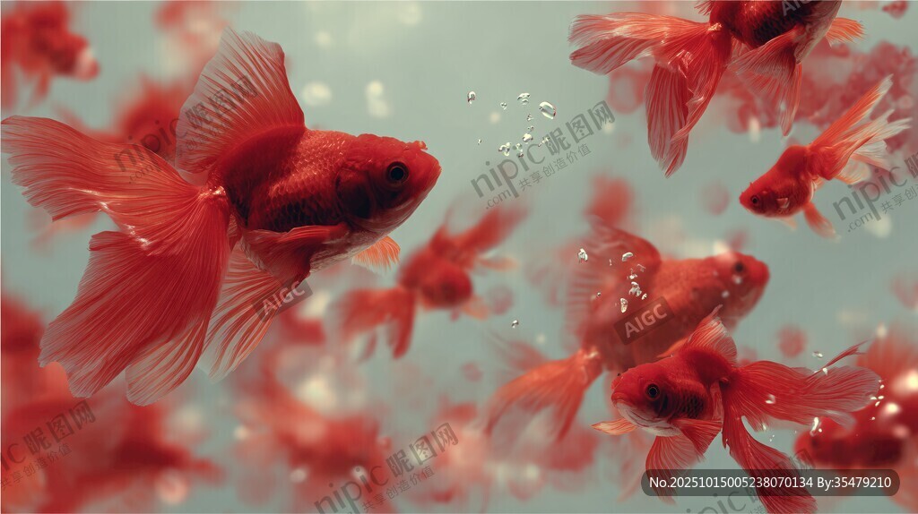 红金鱼水中畅游灵动画面