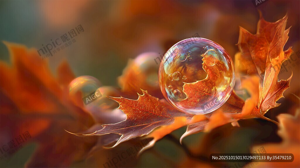 秋景中的梦幻泡泡