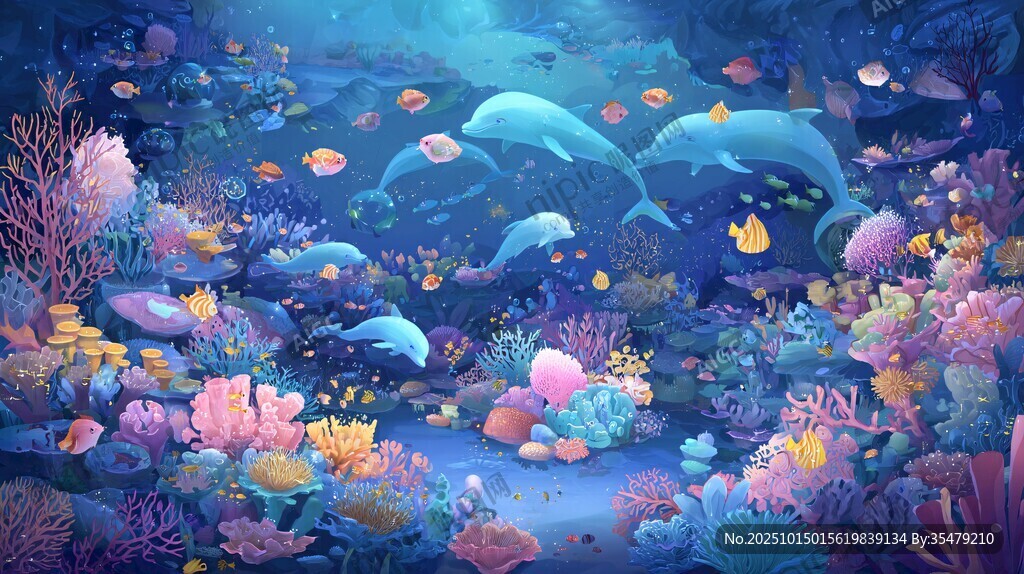 梦幻海底世界的多彩景象