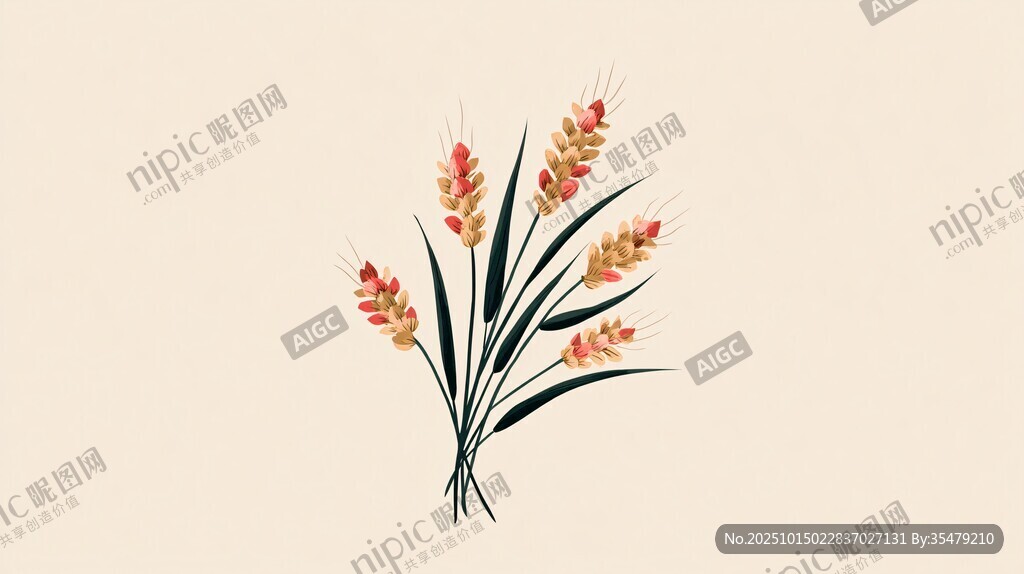 手绘麦穗插画