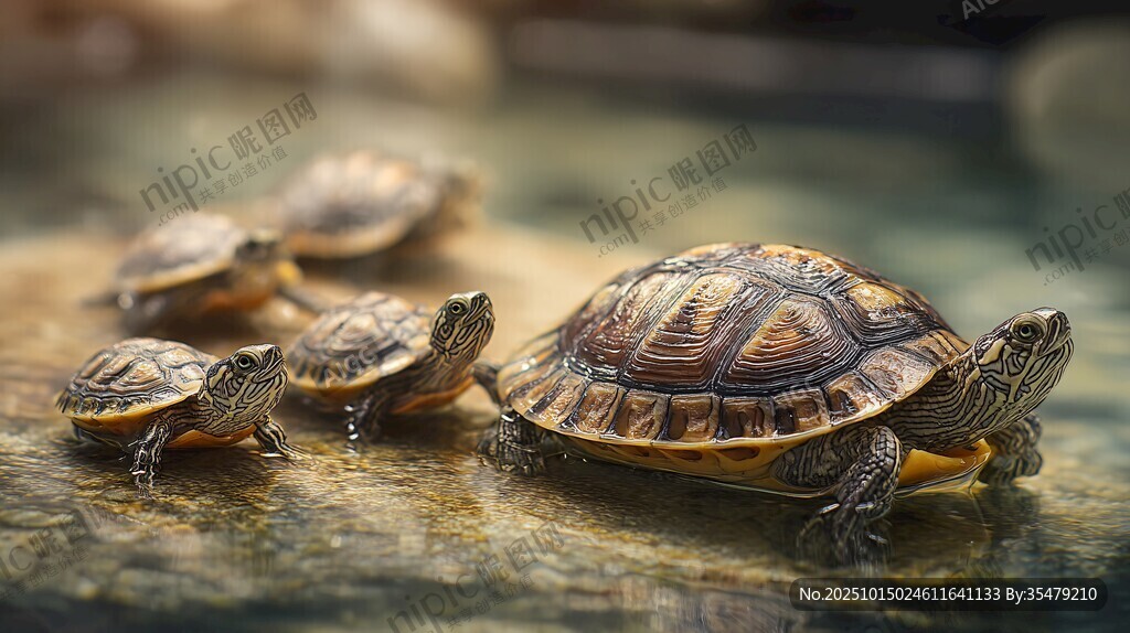 龟群漫步 尽显自然之美