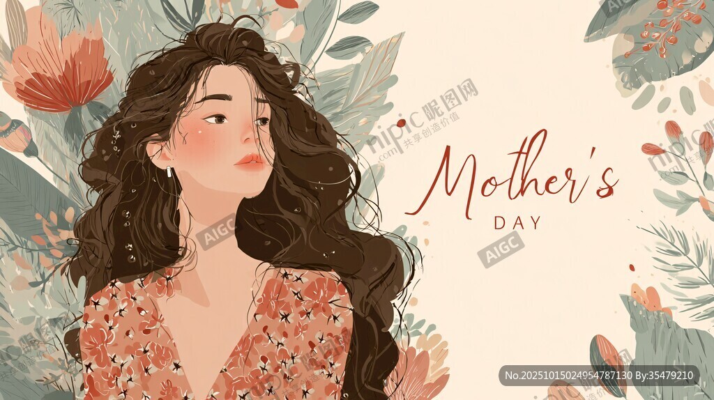 母亲节优雅女性插画