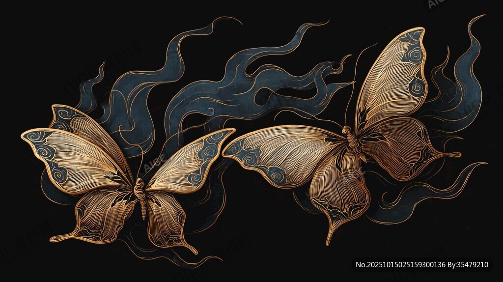 梦幻双蝶 神秘烟雾环绕之美