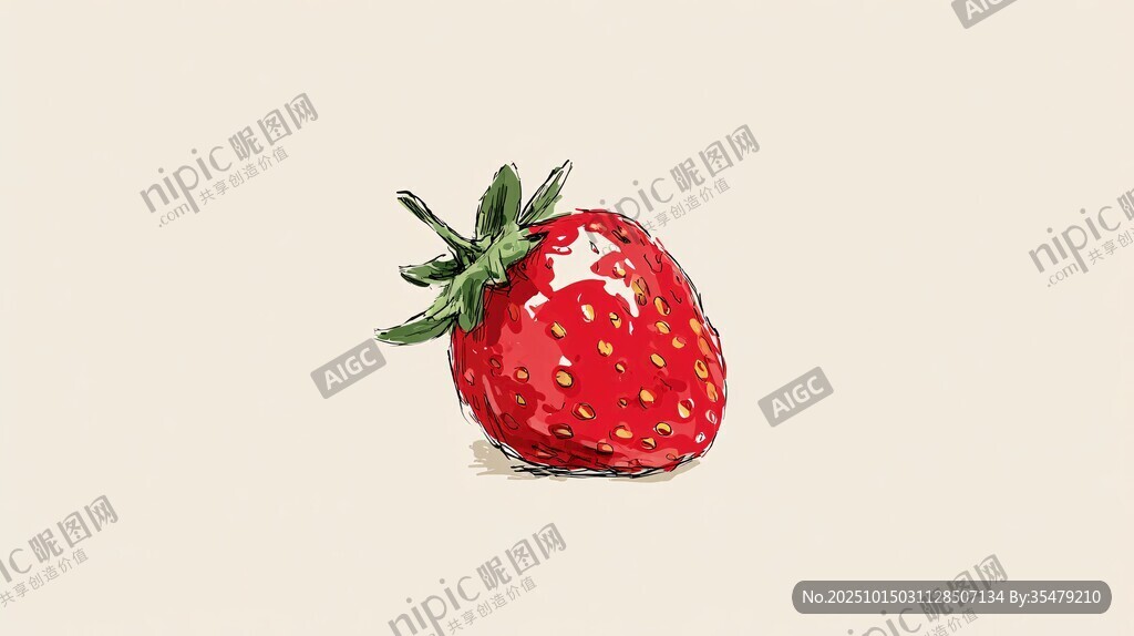 手绘鲜红草莓