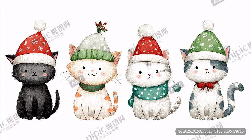 圣诞猫咪萌趣形象