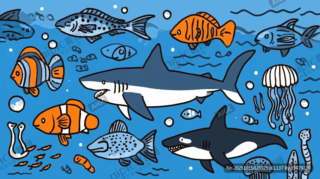 海洋鱼类插画