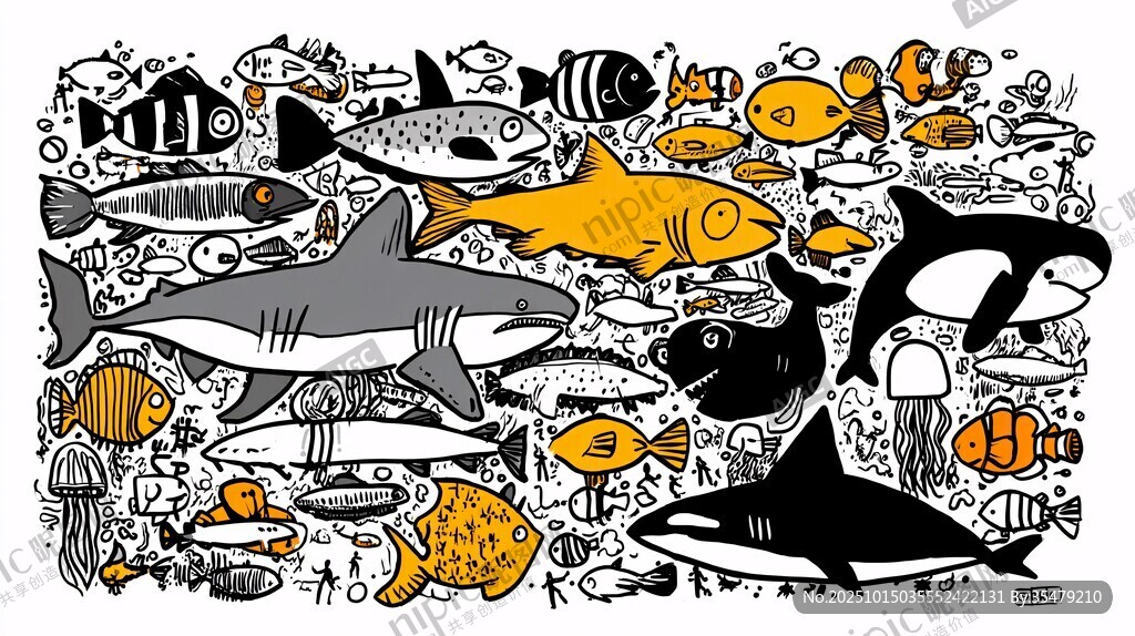 海洋鱼类大集合插画