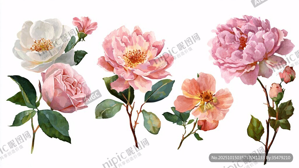 多彩娇艳花卉插画集合