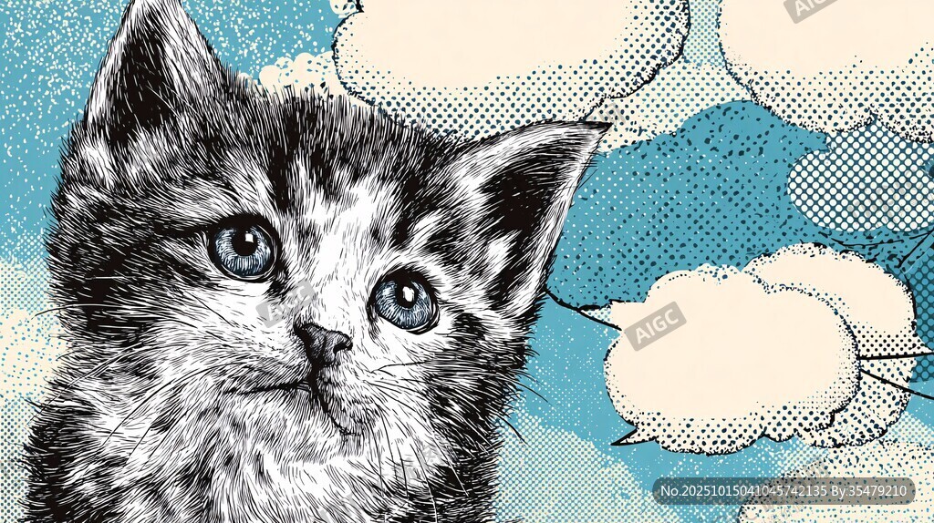 仰望天空的可爱小猫咪