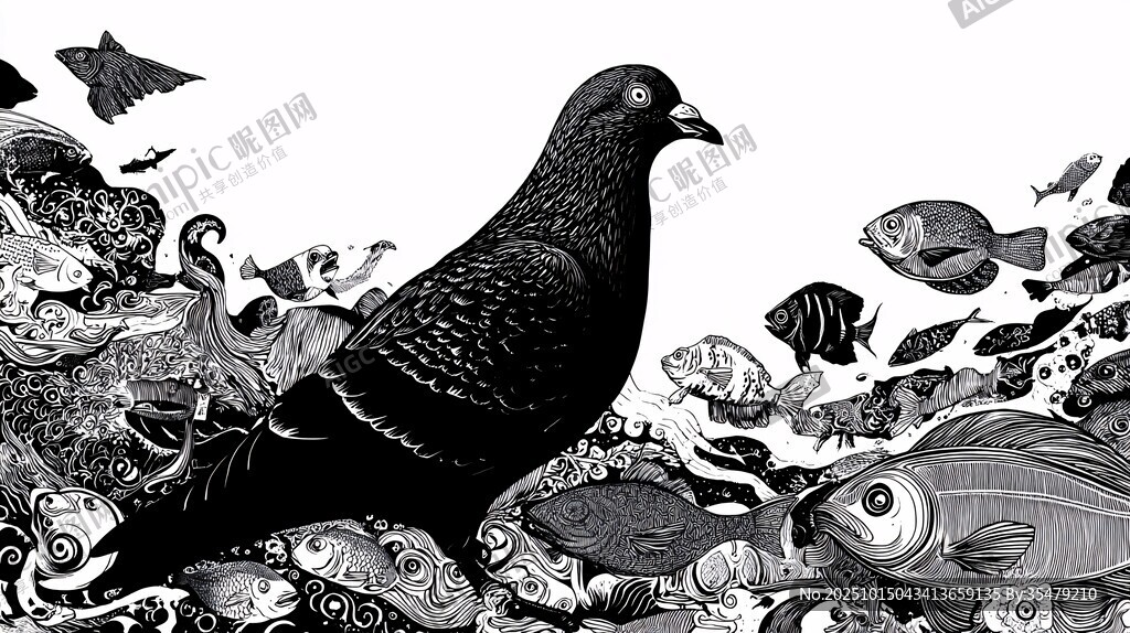 鸽子与群鱼的奇幻共生