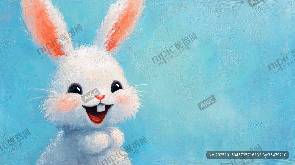 微笑白兔 萌趣可爱