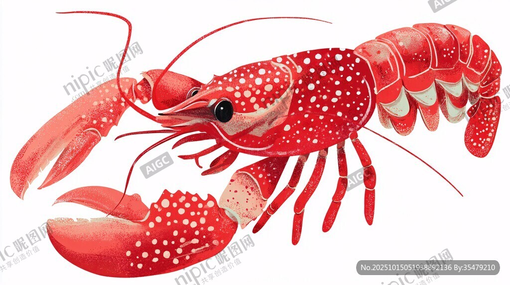 红色斑点龙虾插画