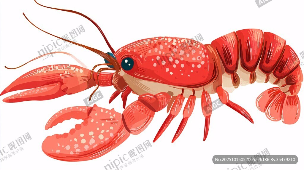 可爱卡通大龙虾插画