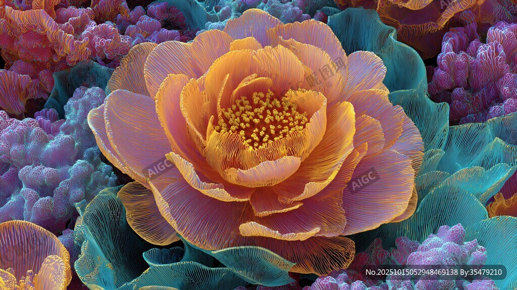 梦幻绚烂花卉微观景象