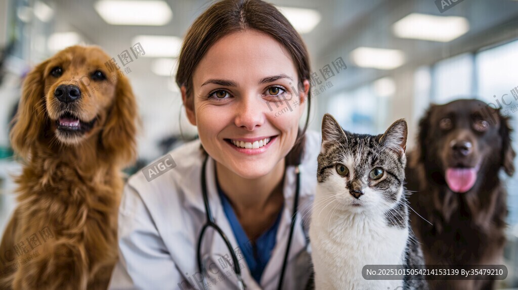 兽医与可爱猫狗同框