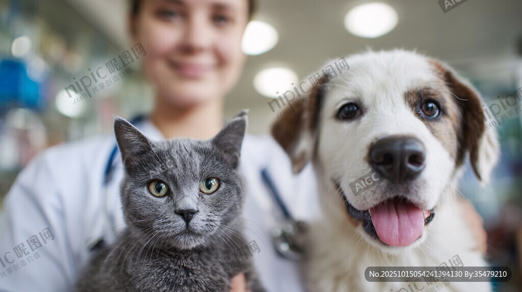 兽医与猫狗的温馨瞬间