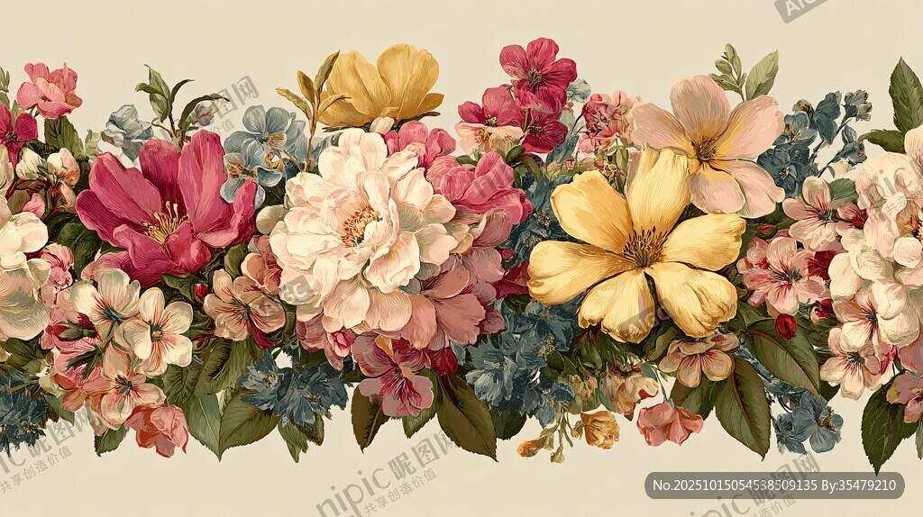 缤纷花卉装饰图案