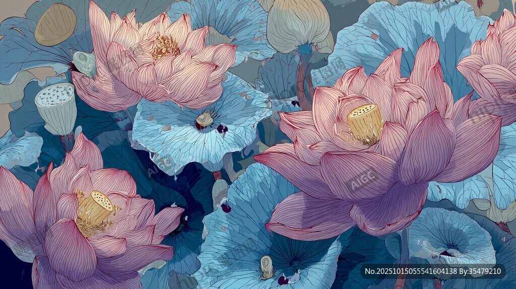 梦幻荷花绽放图