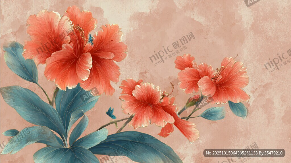 娇艳木槿花 中式唯美风