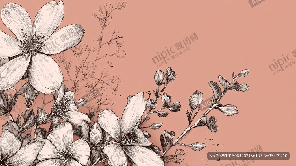 手绘花卉 柔美淡雅背景图